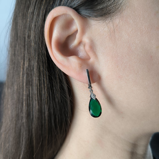 Серебряные серьги с изумрудом nano 8.965ct