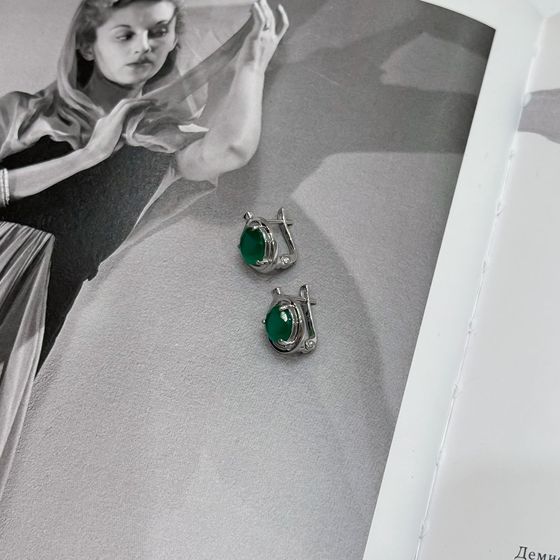 Серебряные серьги с агатом 3.575ct