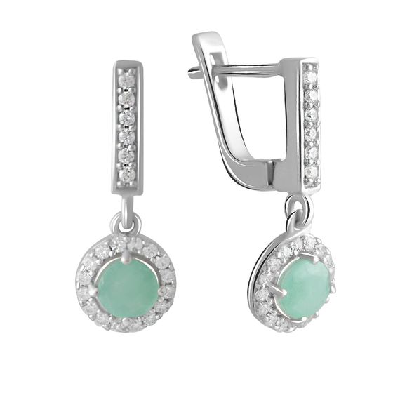 Silver earrings with a 1.553 ct emerald