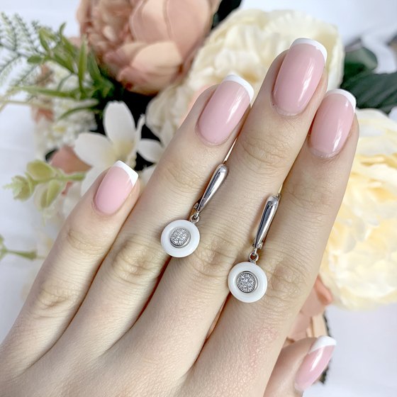 Silver earrings with ceramics
