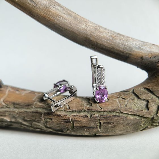 Серебряные серьги с александритом 2.48ct