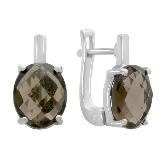 Серебряные серьги с раухтопазом (дымчатым кварцем) 4.935ct