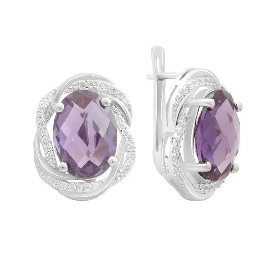 Sterling silver earrings with alexandrite 16.513ct, pianites