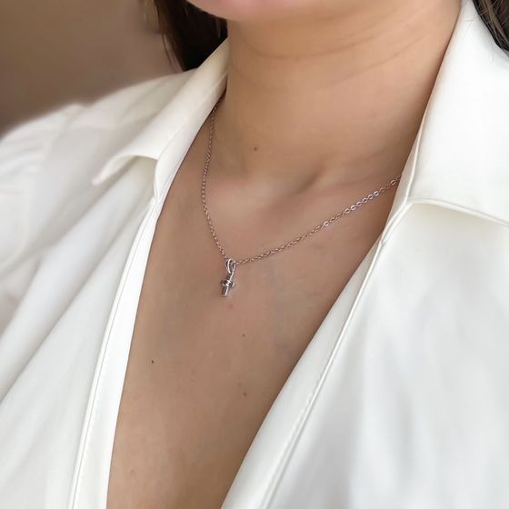 Срібний хрестик з рубіном 0.055ct