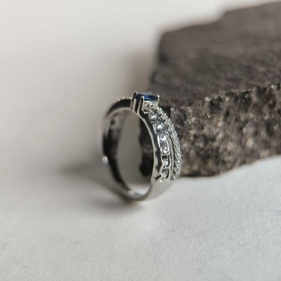 Silver ring with sapphire nano 0.518ct