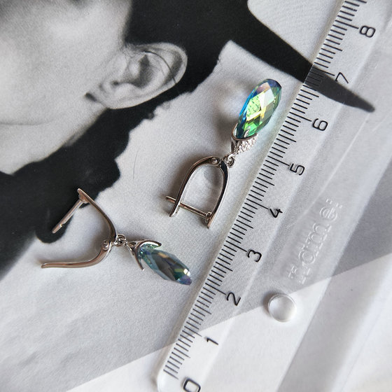 Серебряные серьги с мистик топазом 6.67ct