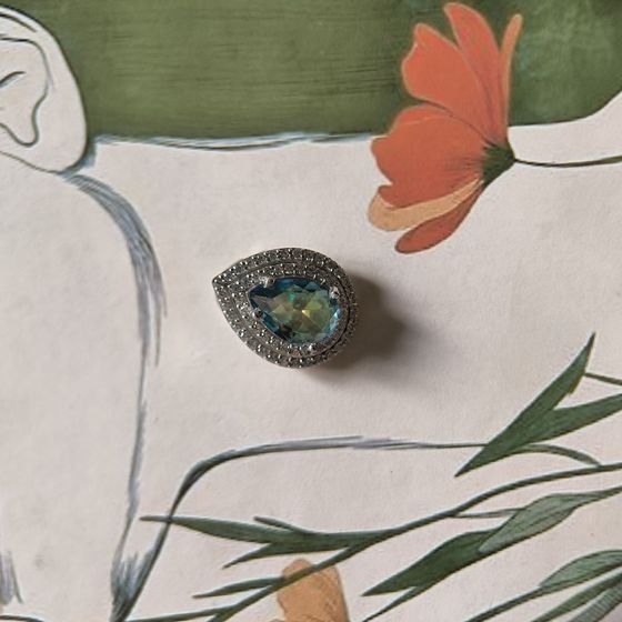 Серебряная подвеска с мистик топазом 1.901ct, фианитами