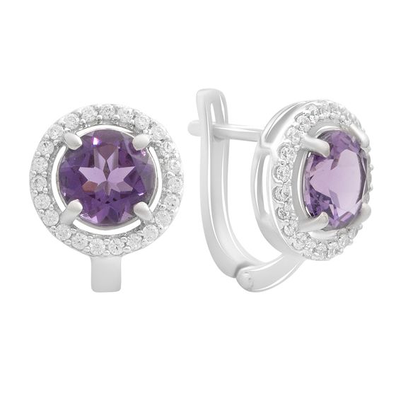 Срібні сережки з аметистом 4.166ct