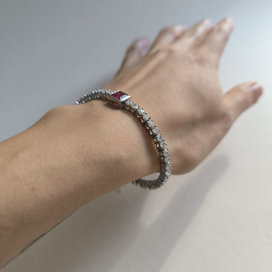 Серебряный браслет с рубином 9.832ct