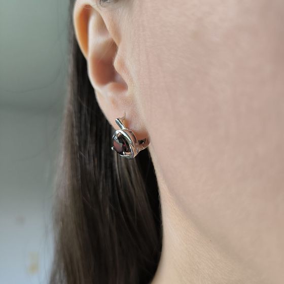 Серебряные серьги с гранатом 3.047ct