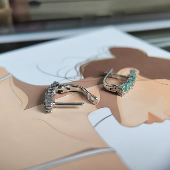 Серебряные серьги с изумрудом 1.275ct