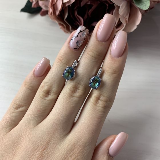 Серебряные серьги с мистик топазом 2.85ct