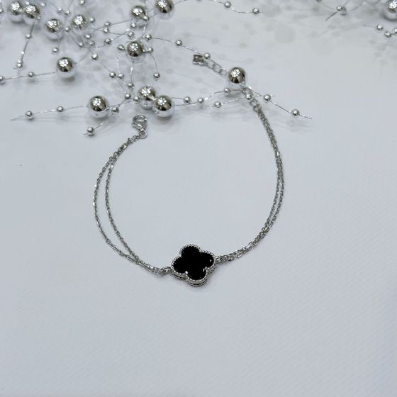 Серебряный браслет с ониксом, перламутром