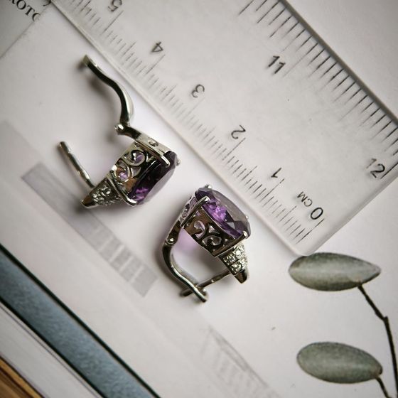 Срібні сережки з аметистом 8.705ct