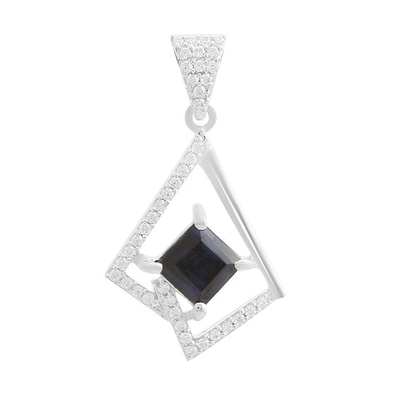 Срібна підвіска з сапфіром 1.859ct, фіанітами