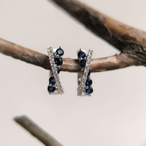 Срібні сережки із сапфіром nano 1.12ct