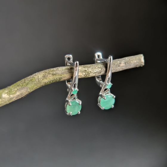 Серебряные серьги с изумрудом 1.632ct
