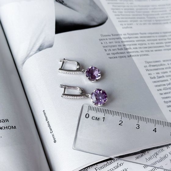 Срібні сережки з аметистом 5.279ct