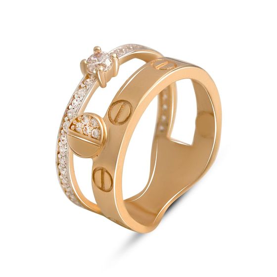 Золота каблучка з фіанітами 0.55ct