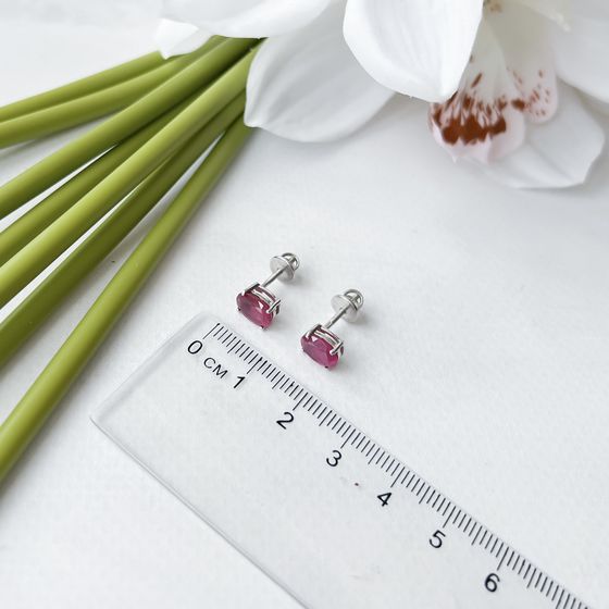 Silver Earrings with a Ruby