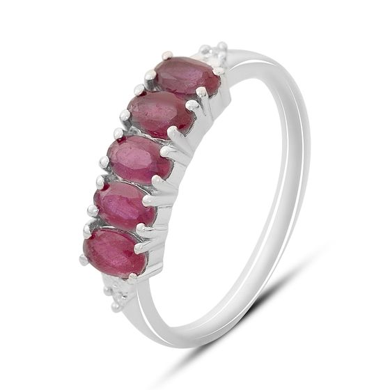 Срібна каблучка з рубіном 1.672ct, фіанітами
