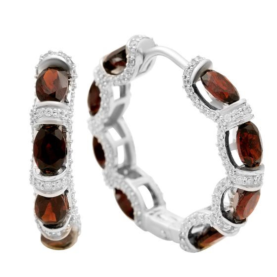 Срібні сережки з гранатом 12.381ct