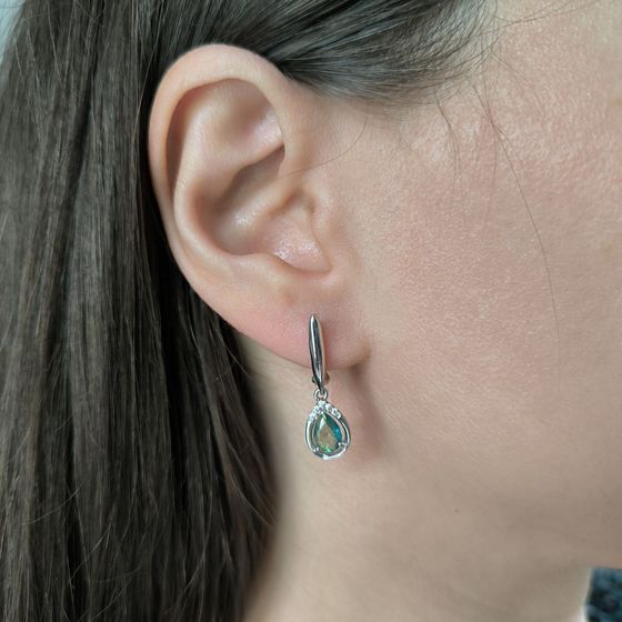 Silver Earrings with a 1.06-carat Mystic Topaz