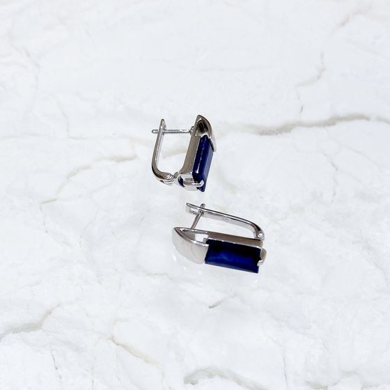 Срібні сережки з сапфіром 6.46ct