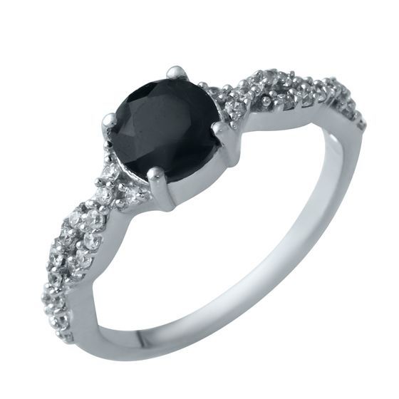 Silver ring with a sapphire