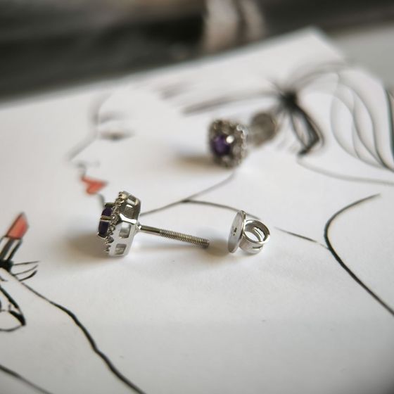 Серебряные серьги с аметистом 0.732ct