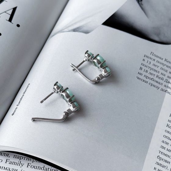 Серебряные серьги с изумрудом 4.557ct