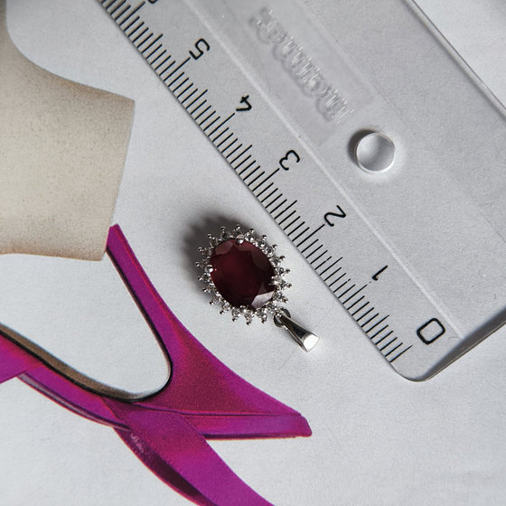 Silver pendant with a 3.92ct ruby and cubic zirconia