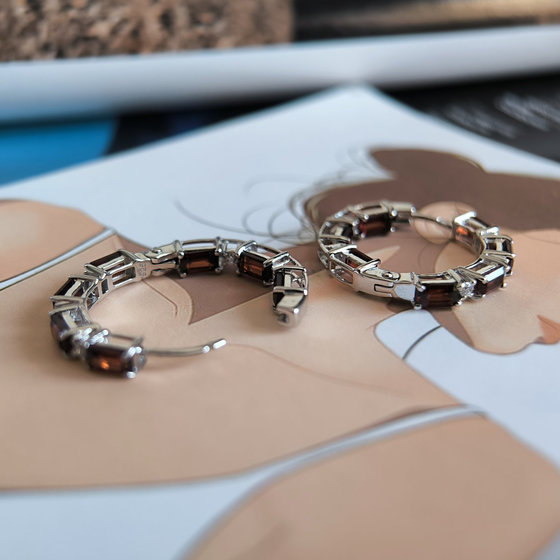 Серебряные серьги с гранатом 6.17ct