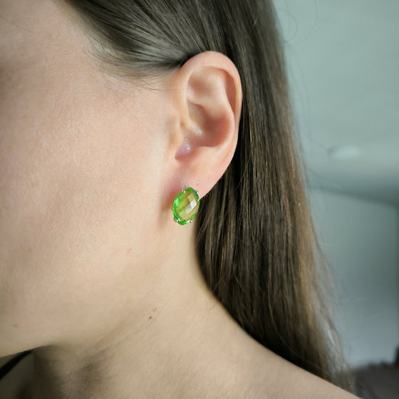 Серебряные серьги с хризолітом 9.726ct