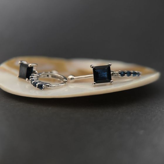 Silver earrings with sapphire nano 2.35ct