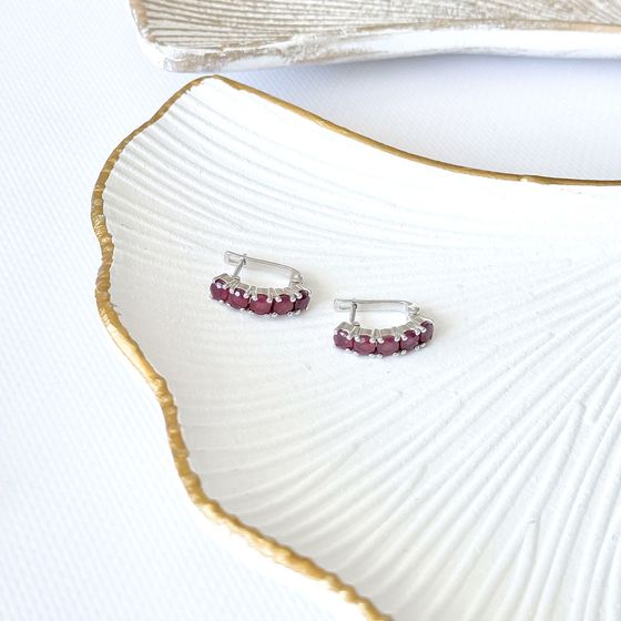 Серебряные серьги с рубином 4.083ct