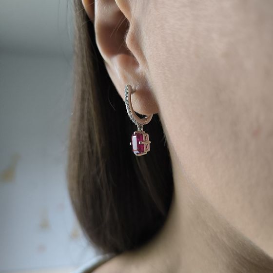 Серебряные серьги с рубином 1.548ct