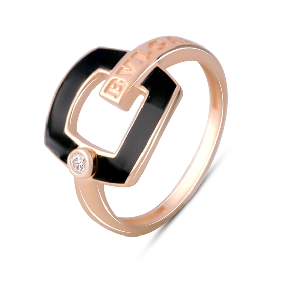 Gold ring with yemallu, 0.02ct fianites