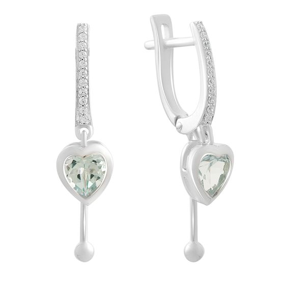 Срібні сережки з топазом 2.15ct, фіанітами