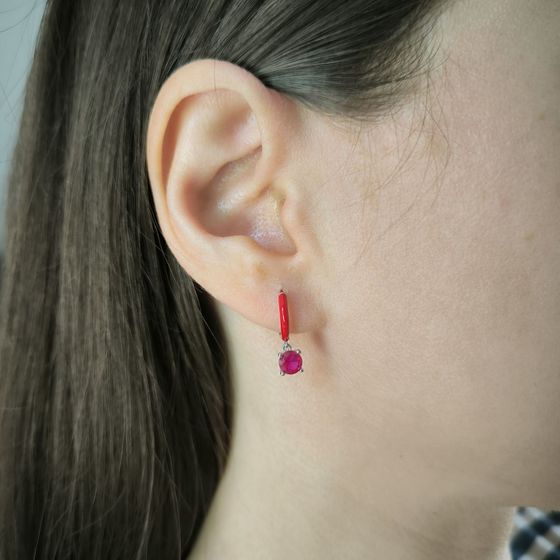 Silver earrings with phianites, semallu