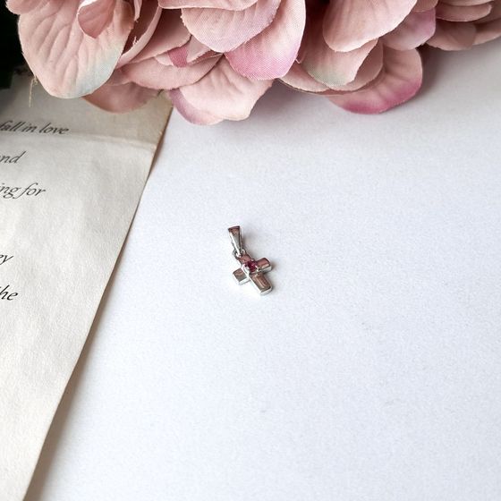 Срібний хрестик з рубіном 0.055ct