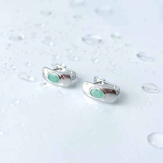 Срібні сережки зі смарагдом 0.8ct