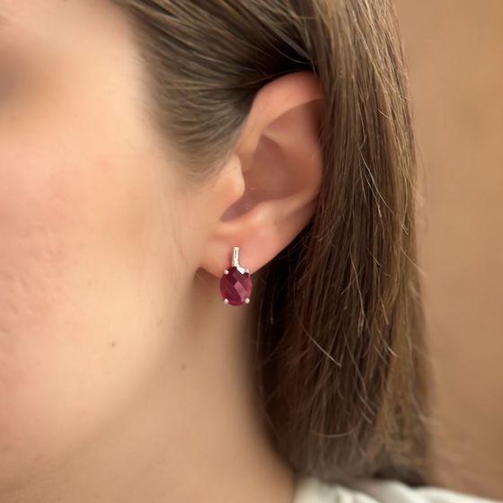 Серебряные серьги с рубином 6.458ct