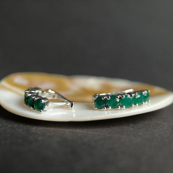 Silver earrings with 1.33 carats of agate