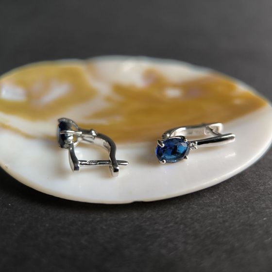 Срібні сережки з сапфіром nano 1.163ct