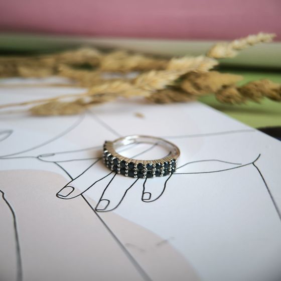 Silver ring with a sapphire