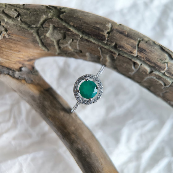 Серебряное кольцо с агатом 1.134ct, фианитами