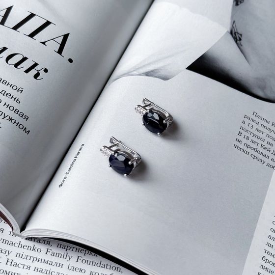 Серебряные серьги с сапфиром 6.57ct