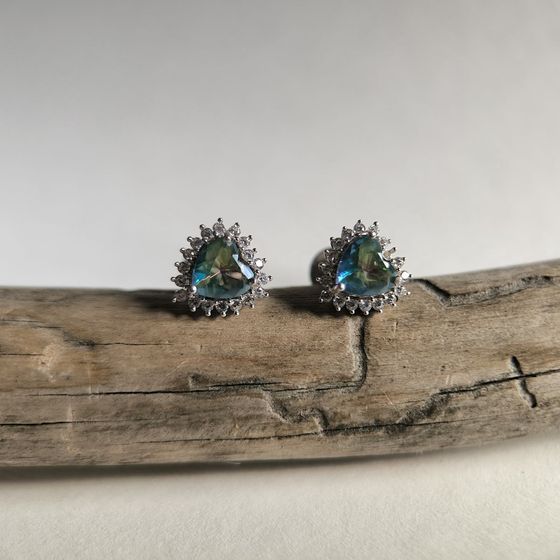 Silver earrings with mystic topaz, 1.601 ct