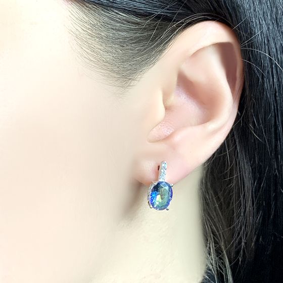 Серебряные серьги с мистик топазом 2.85ct